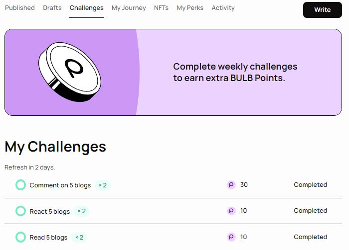 bulb-blogging-web3-challenge Plataforma de blogs Bulb Web3 Escribir/leer para ganar